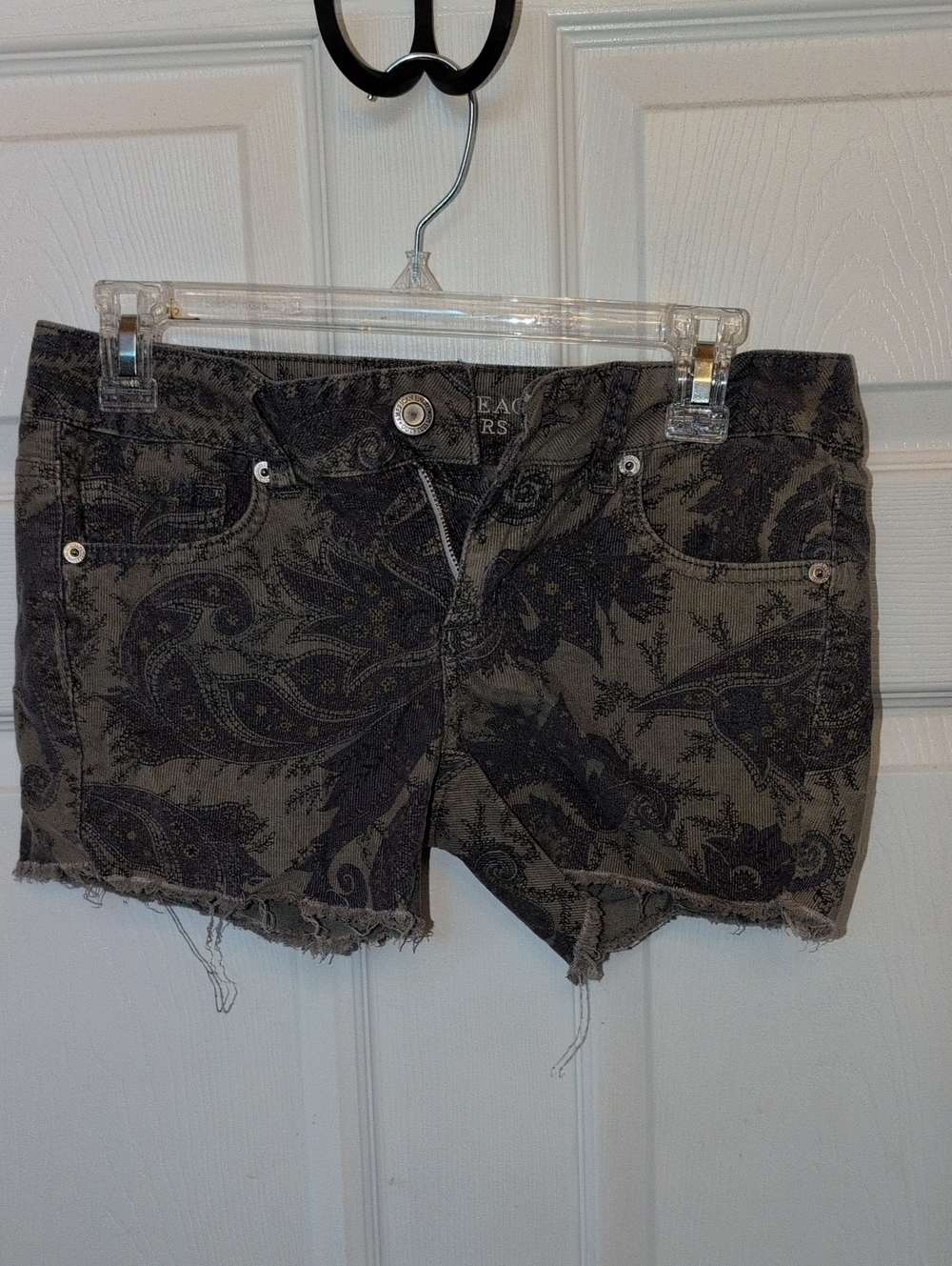 American Eagle Outfitters Paisley Print Frayed Hem Jean Shorts
